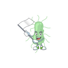 Cute caricature character of salmonella with a white flag