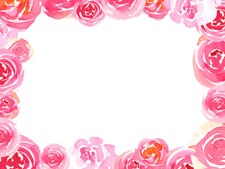 ピンクのバラの飾り枠