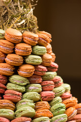 Mountain of macaroons in various colors