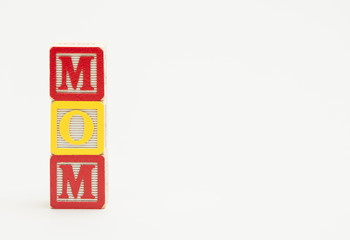 Colorful Wood Toy Blocks Spell Mom
