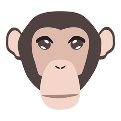 African Animal - Chimpanzee Head/Face - Vector Cartoon