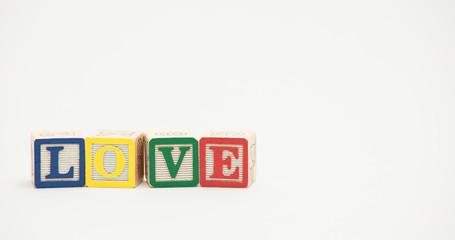 Colorful Wood Toy Blocks Spell Love