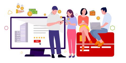 Audience click buy ecommerce advertising on website and owner social media platform website search engine receive payments from advertisers.