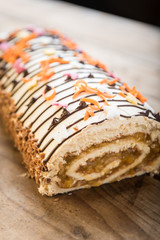 Sweet roulade with apple jam filling