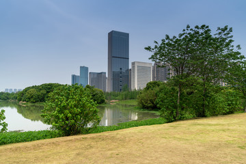 Lakeside modern office building in China