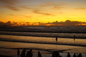 Orange sky in Kuta beach, Bali 