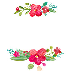 Flower banner made from fresh colourful watercolor images. 