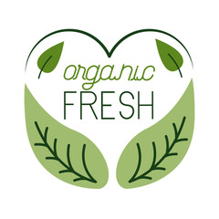 organic fresh lettering flat style icon