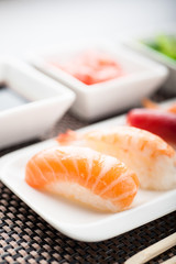 Unagi sushi in front of a nigiri plate