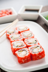 Uramaki sushi yamato maki on a dish