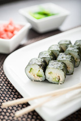 Hosomaki sushi scampi hosomaki on a dish