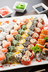 Sushi sun set with various sushi types