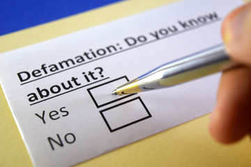 One person is answering question about defamation.