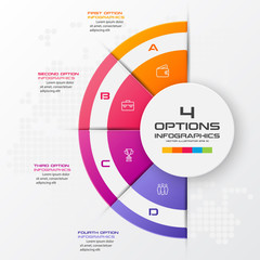 Half business circle infographics 4 steps,Abstract design element,Vector illustration.