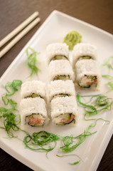 SAKURA CHEESE MAKI sushi rolls with salmon