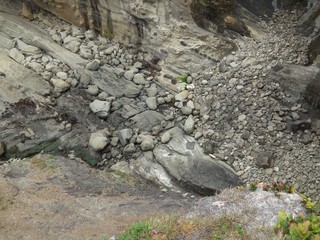 Stone pieces near sea shore