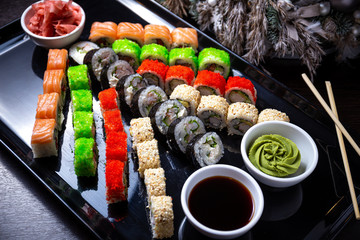 Sushi set with a Christmas tree shape