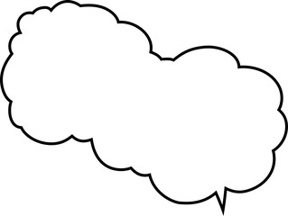 Cute cartoon cloud speech bubble connected sideways outline