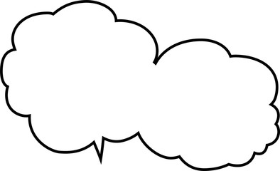 Cute cartoon cloud speech bubble connected sideways outline