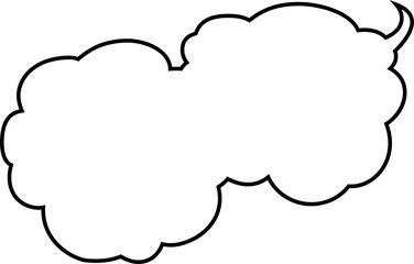 Cute cartoon cloud speech bubble connected sideways outline