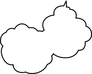 Cute cartoon cloud speech bubble connected sideways outline