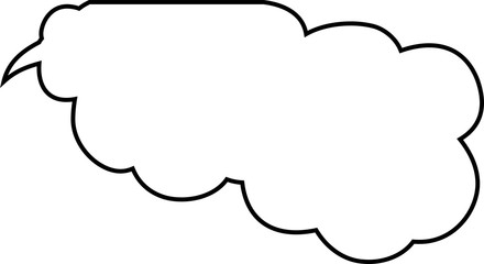Cute cartoon cloud speech bubble connected sideways outline