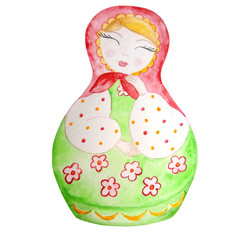 Russian toy nesting doll watercolor