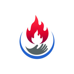 Hand and fire logo design