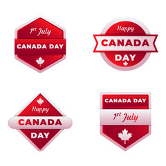 set of badge greeting canada independence day