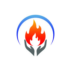 Hands with fire logo design