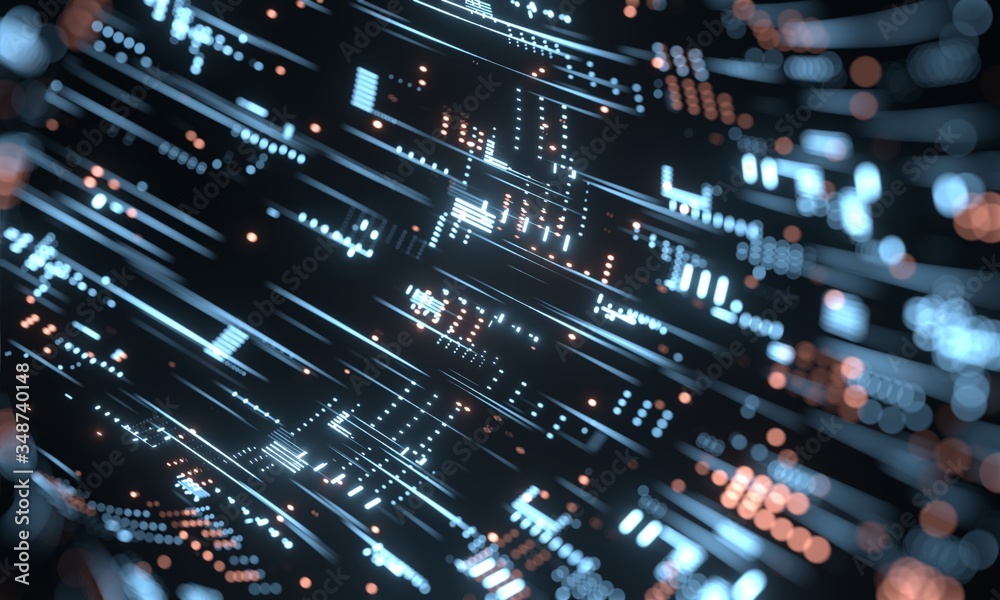 Poster 3d rendering of abstract fast moving lines. high speed motion blur. concept of leading in business, 