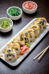 Sushi Maki rolls with eel, Philadelphia cheese
