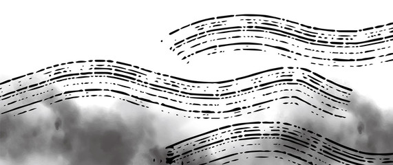 和風の波のイメージイラスト Wall Mural Wallpaper Murals ヨーグル