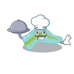 mascot design of pancreas chef serving food on tray