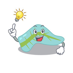 Mascot character of smart pancreas has an idea gesture