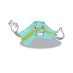 Caricature design of pancreas showing call me funny gesture