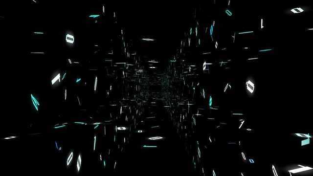 1s and 0s Programing Computer Code Technology in a Seamless Tunnel Loop - Big Data Systems