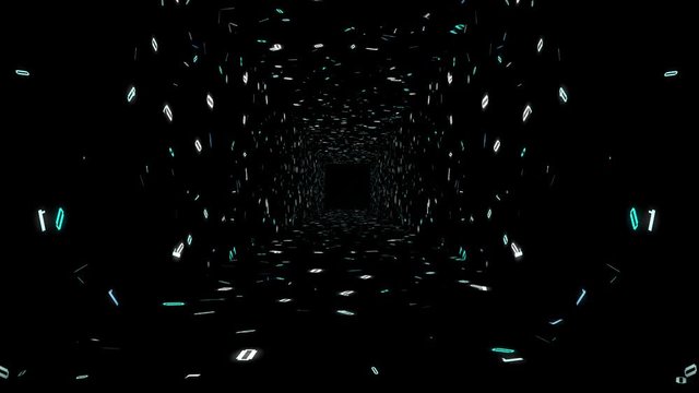 1s and 0s Programing Computer Code Technology in a Seamless Tunnel Loop - Big Data Systems