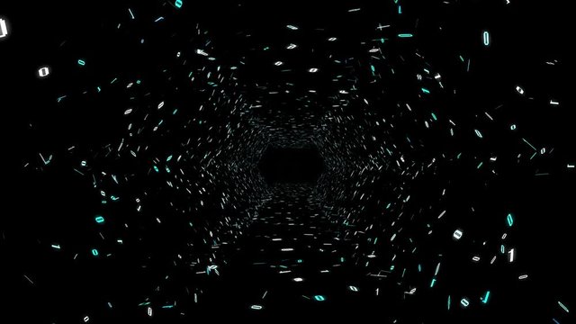 1s and 0s Programing Computer Code Technology in a Seamless Tunnel Loop - Big Data Systems