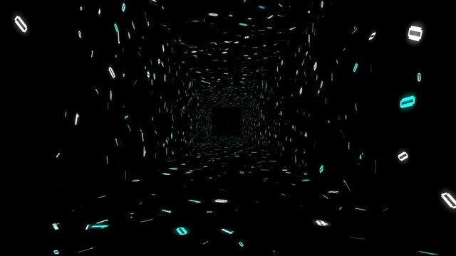 1s and 0s Programing Computer Code Technology in a Seamless Tunnel Loop - Big Data Systems