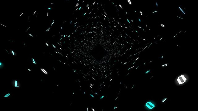 1s and 0s Programing Computer Code Technology in a Seamless Tunnel Loop - Big Data Systems