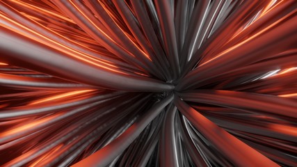 3D Render Of Abstract Tunnel With Metalic Pipes