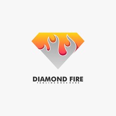 Fototapeta na wymiar Vector Logo Illustration Diamond Fire Gradient Colorful Style