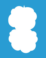 Vertically connected cute cartoon cloud speech bubbles