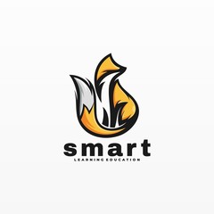 Vector Logo Illustration Smart Mascot Cartoon Style.