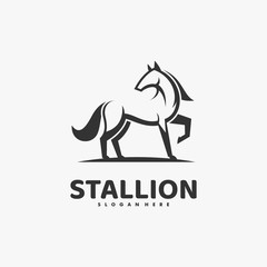 Vector Logo Illustration Stallion Flying Line Art Style.