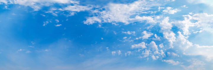 Fototapeta na wymiar Panorama sky with beautiful cloud on a sunny day. Panoramic high resolution image.