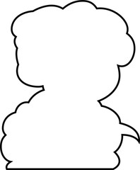 Vertically connected cute cartoon cloud speech bubbles outline