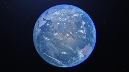 The Earth 3D slowly rotating in space SEAMLESS LOOP 24h in 1min Lapse Lights of the planet's cities visible on surface 4K 60 Fps The sun drifts across as the world turns revealing the continents night