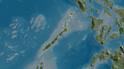 Palawan, Philippines - outlined. Satellite